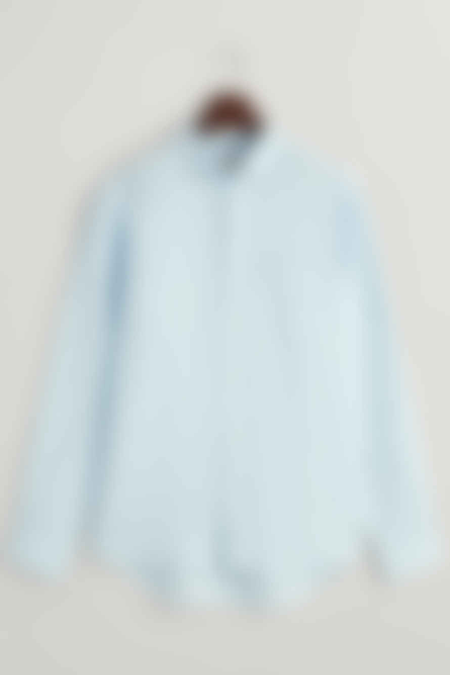 Gant - Regular Fit Houndstooth Linen Shirt In Capri Blue 3240067 468