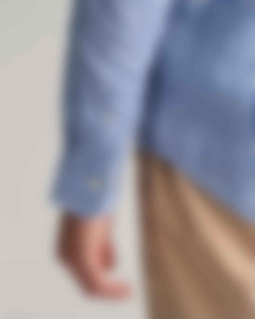 Gant - Regular Fit Houndstooth Linen Shirt In Rich Blue 3240067 470