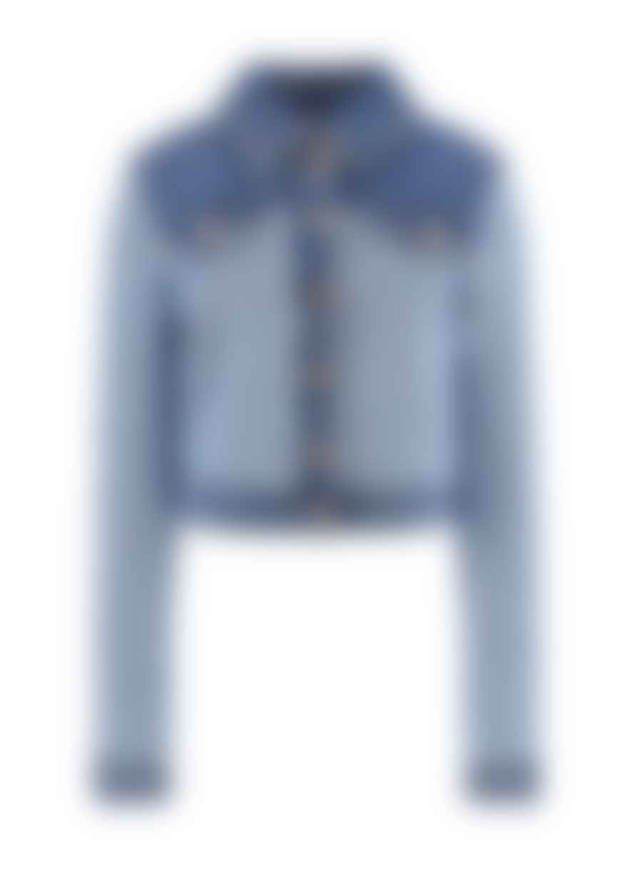 Guess Tweed Crop Denim Jacket | Pan Wash