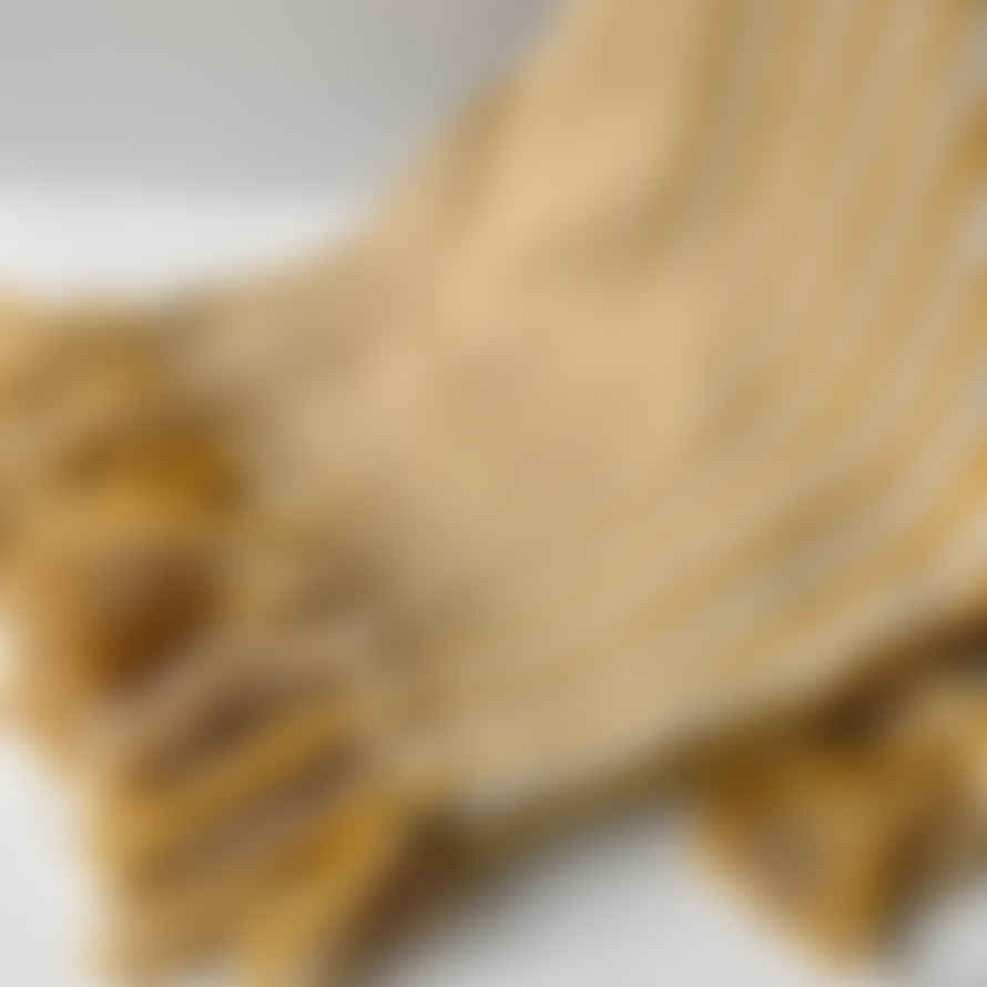 Gisela Graham Throw - Mustard Woven Stripe 125 X 150cm