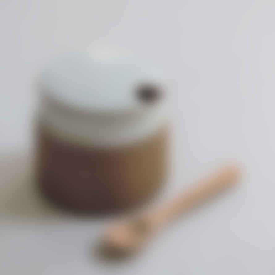 Morgan Wright Stoneware Sugar Pot With Spoon In Milk White
