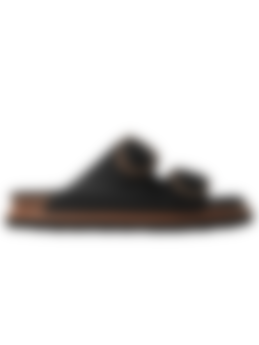 Genuins Footwear Galia Leather Black Flat Sandals G105683