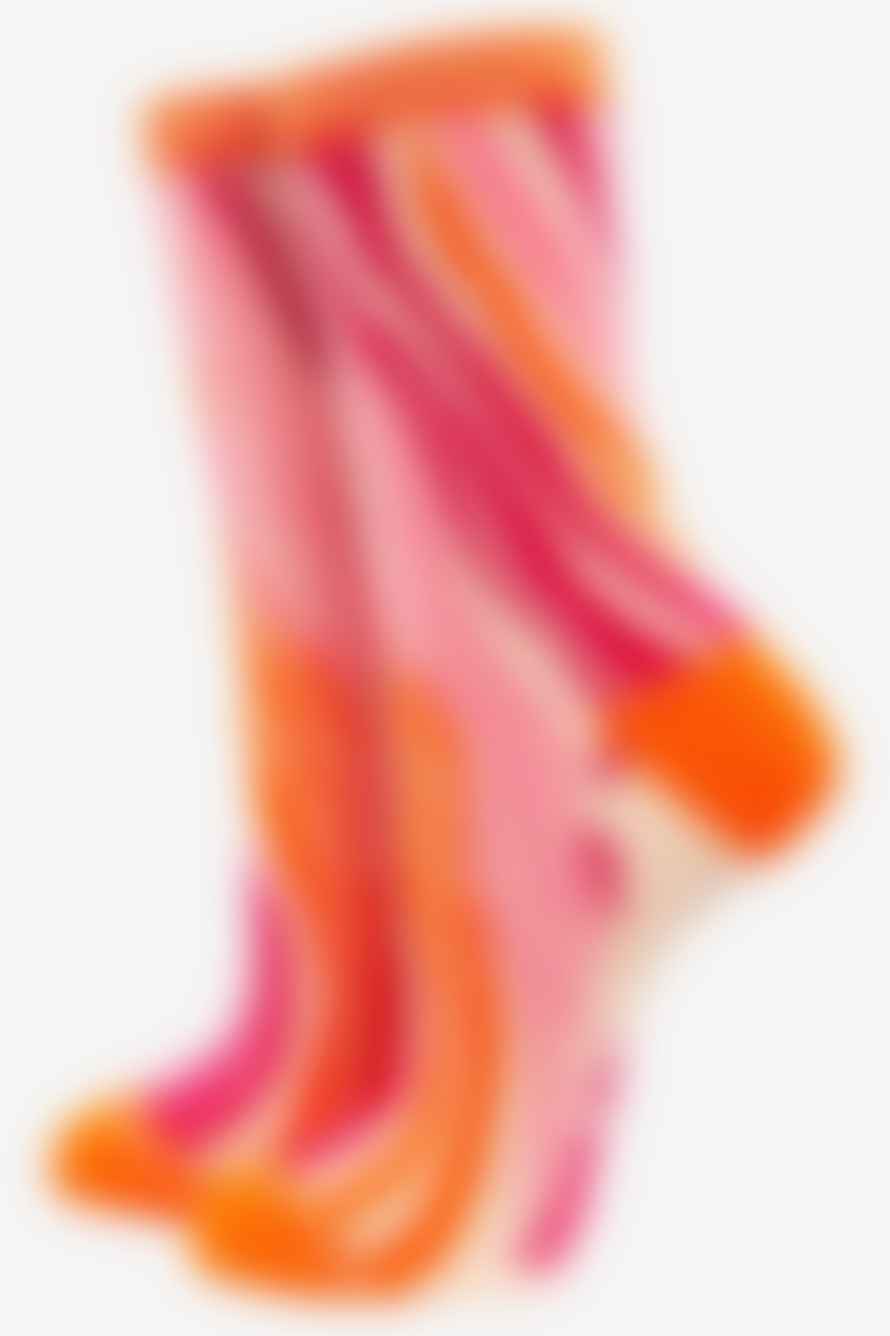 Sock Talk Women's Zebra Print Bamboo Socks in Orange Pink