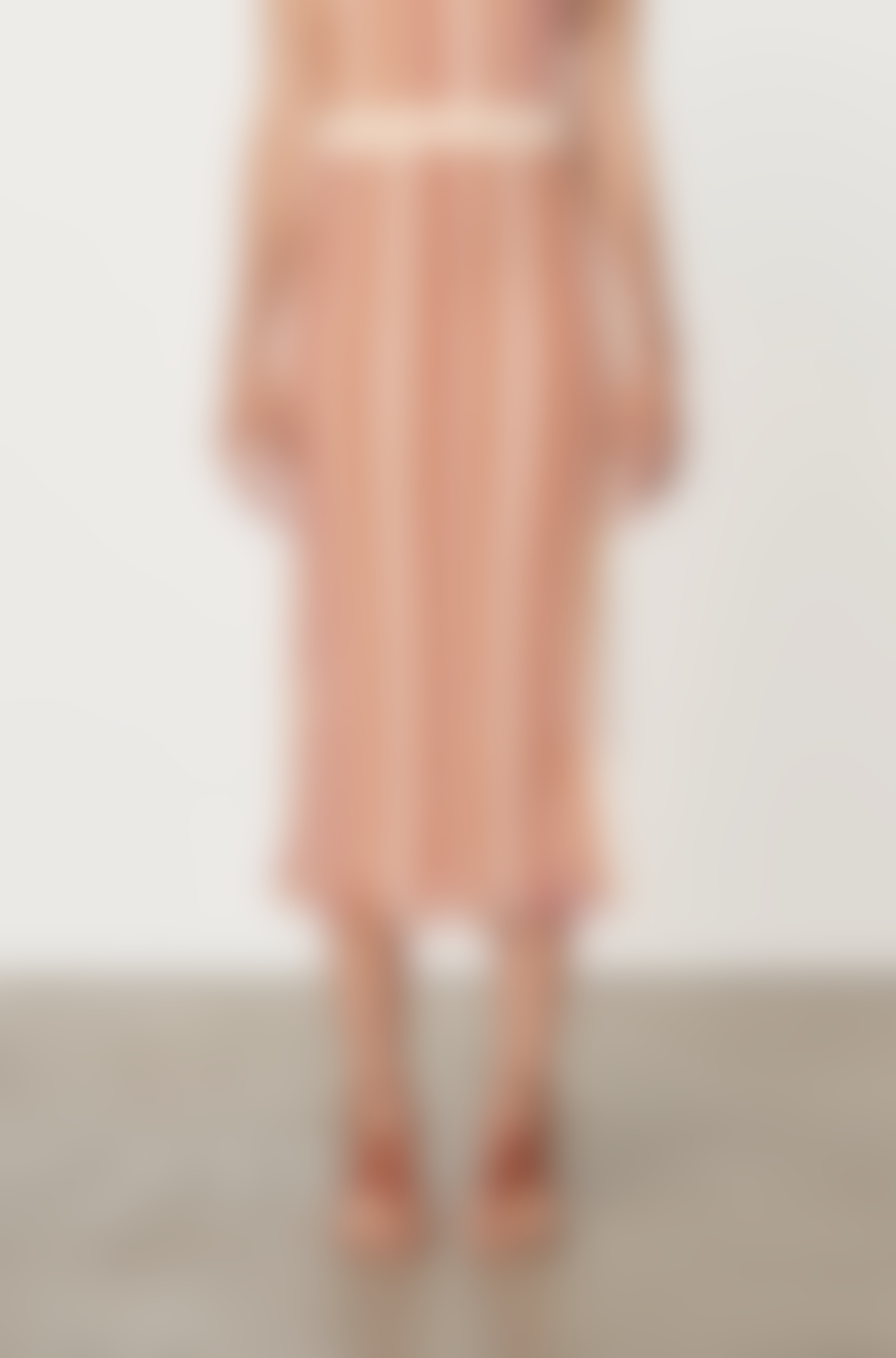 Vanessa Bruno Cypres Fringed Terracotta Stripe Midi-skirt