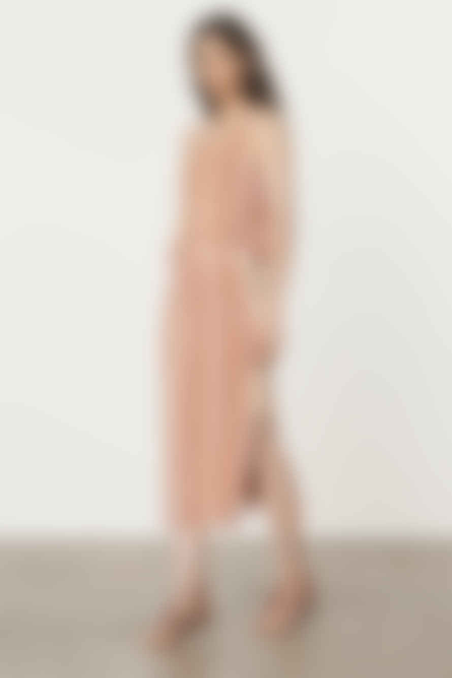 Vanessa Bruno Cypres Fringed Terracotta Stripe Midi-skirt