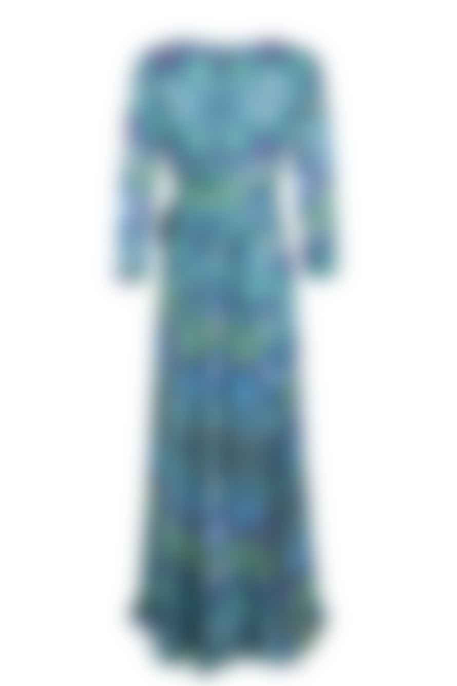 Sophia Alexia Blue Iguana Ruffle Wrap Dress