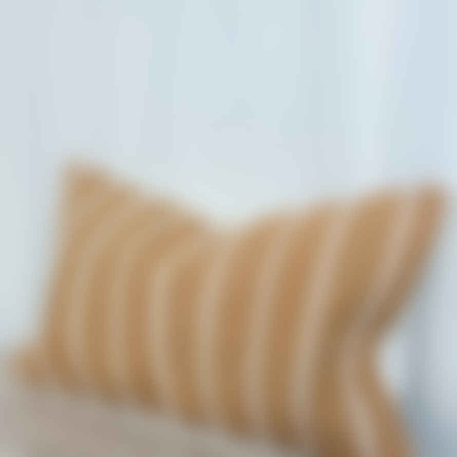 BUNNY AND CLARKE Luxe Cotton Cushion In Orange & Cream Stripe