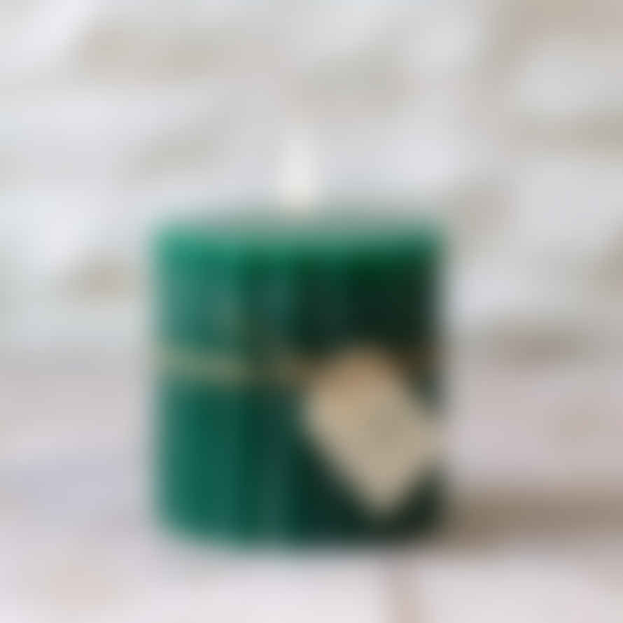 Grand Illusions Rustic Scalloped Pillar Candle - Emerald 100cm X 100cm