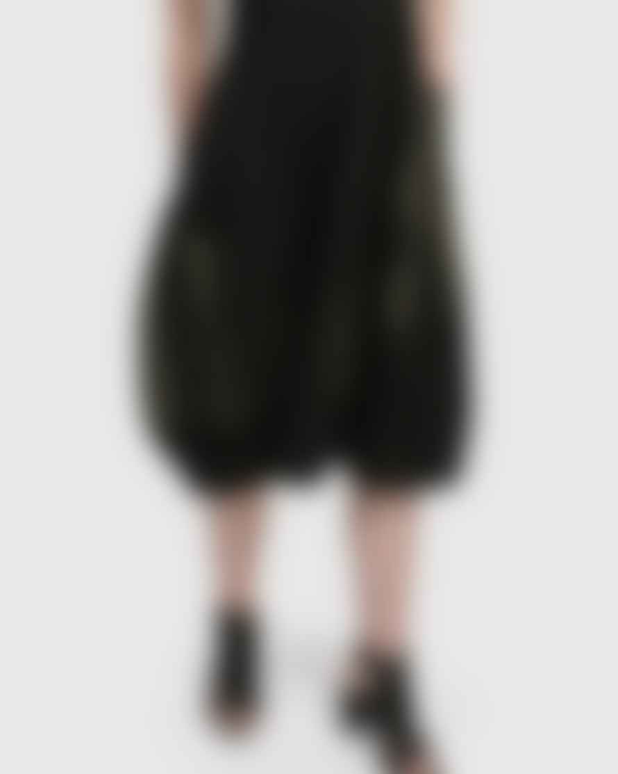 Alembika Black Sleeveless Dress with Khaki Skirt and Spots