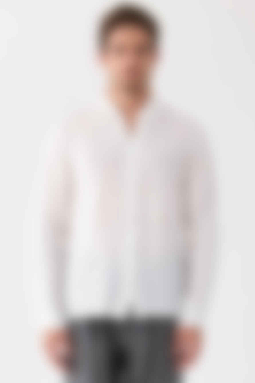 Transit Stand-up Collar Linen Shirt White