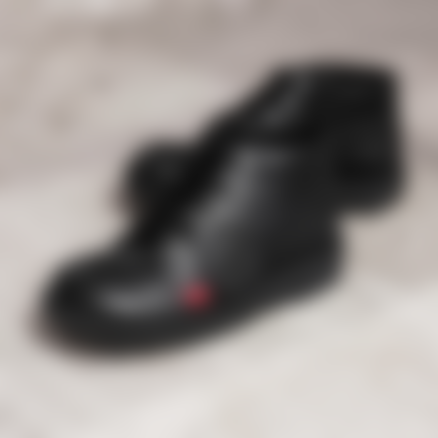 Kickers : Kick Hi Zip Unisex School Shoes - Black Leather