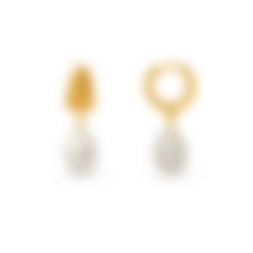 Orelia Domed Pearl Huggie Hoop Earrings