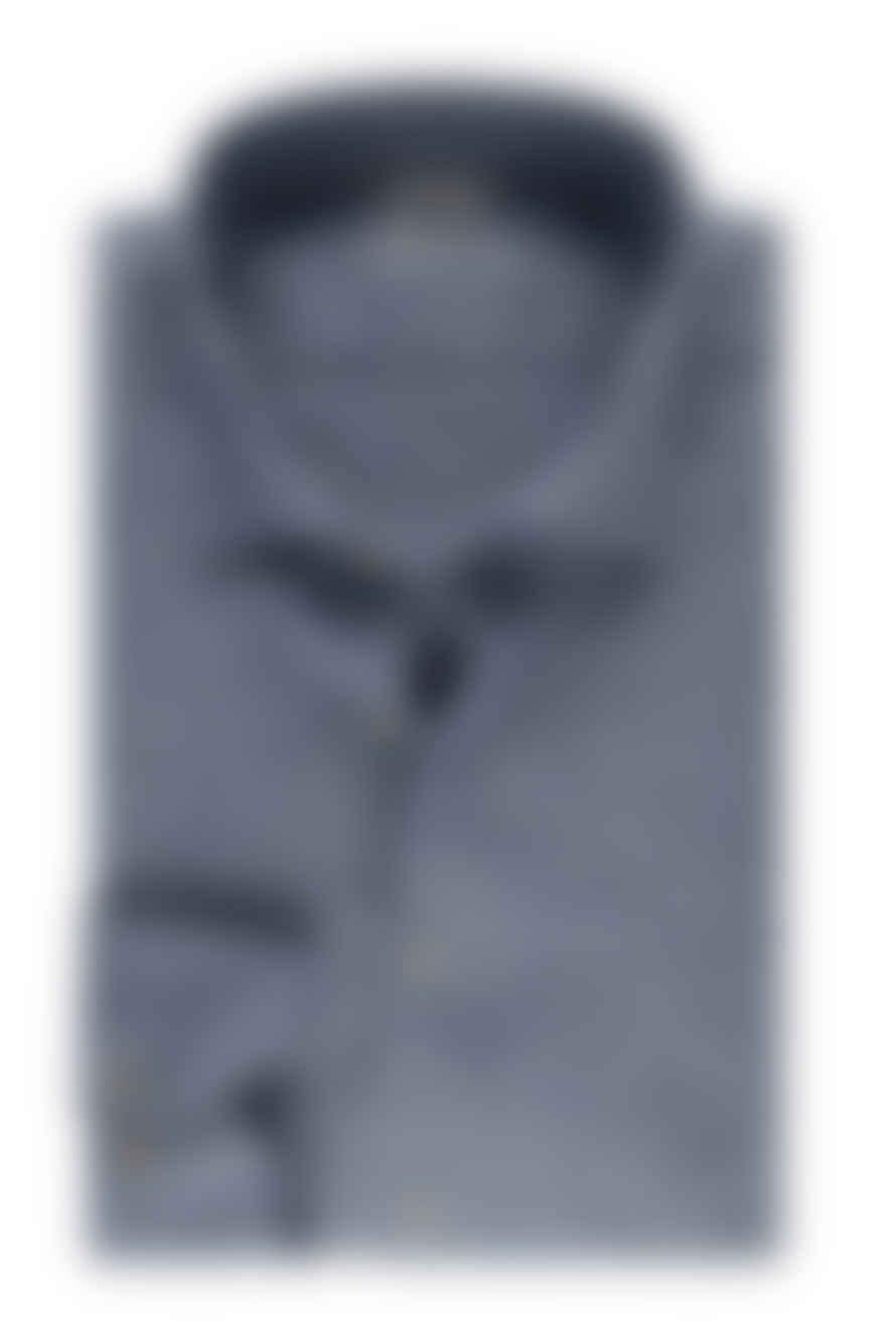 Stenstroms - Slimline Indigo Blue Linen Shirt 7747217970800