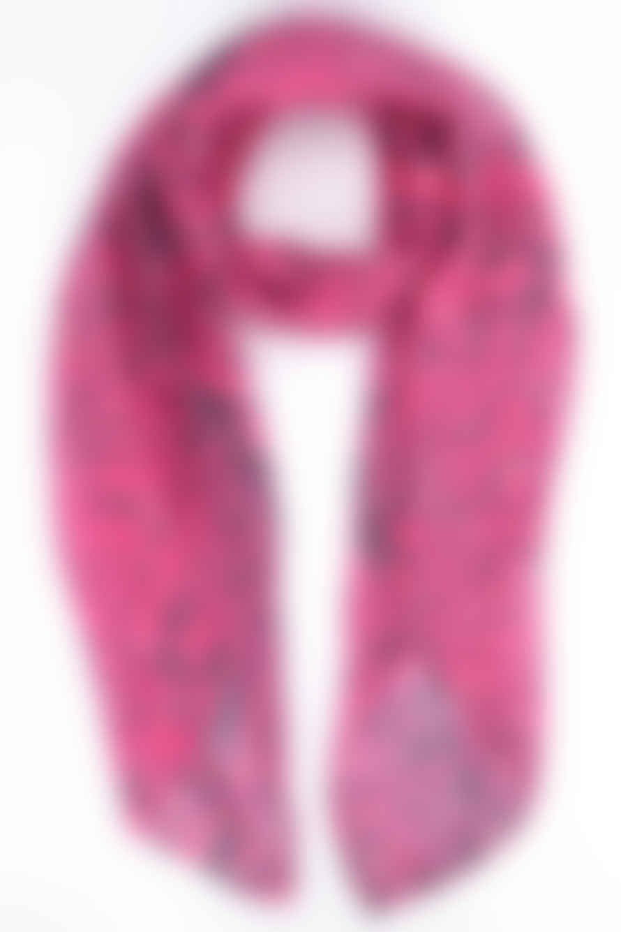 Miss Shorthair Ltd Miss Shorthair 2125hp All Over Leopard Print Scarf With Lined Border In Hot Pink