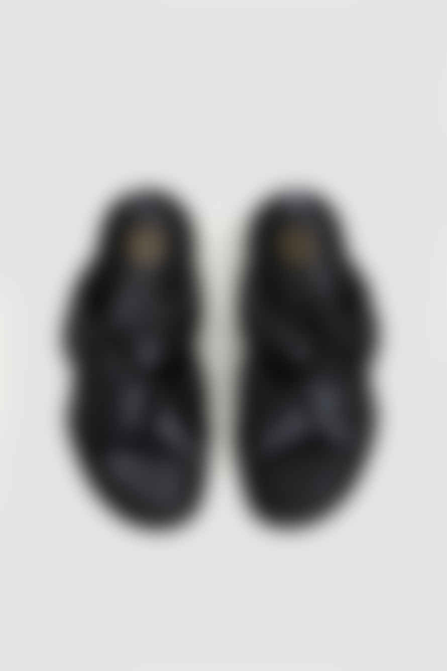 Dries Van Noten  Padded Leather Braid Sandals Black