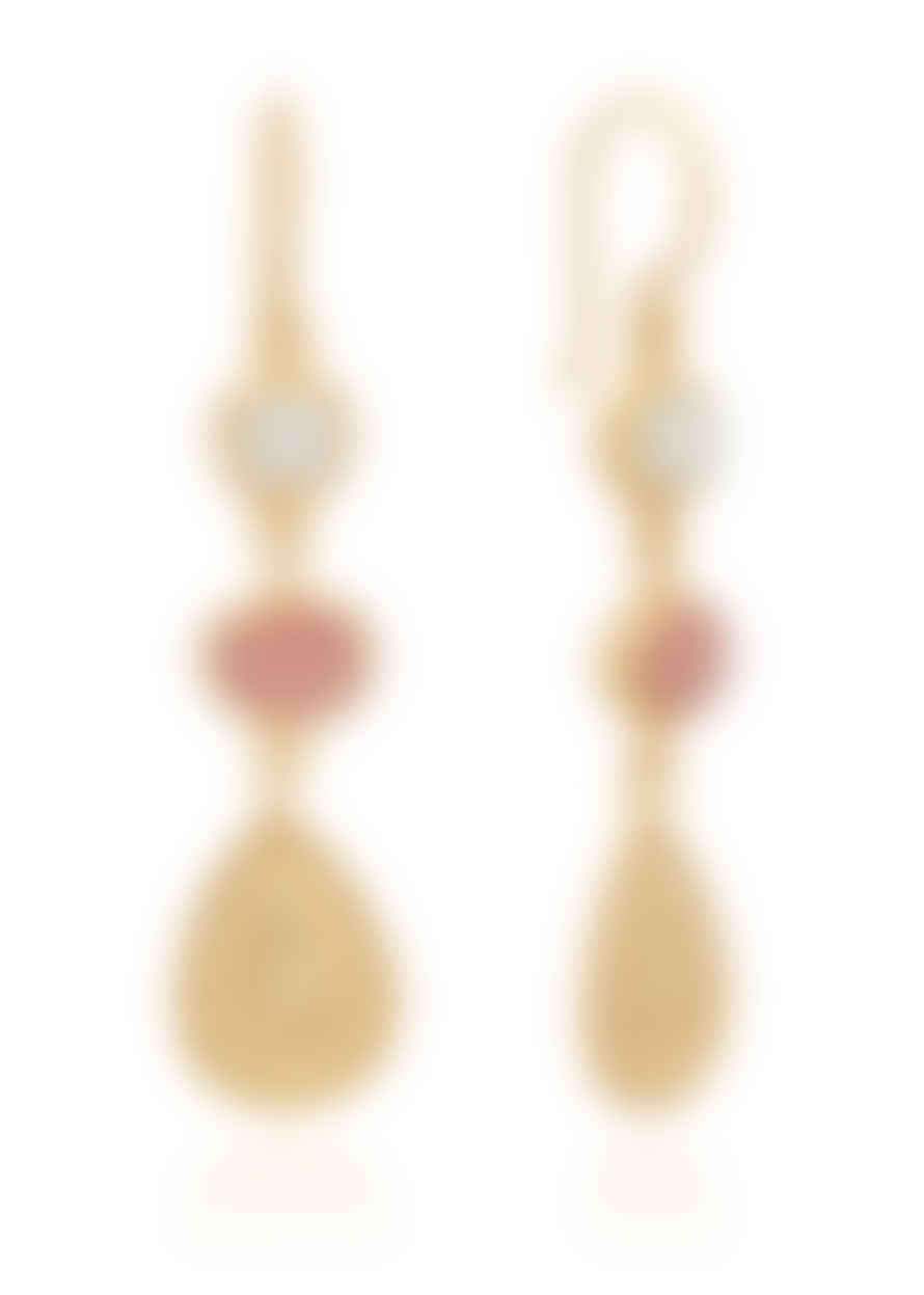 Anna Beck Pink Opal And Mother Of Pearl Triple Drop Earrings - Gold