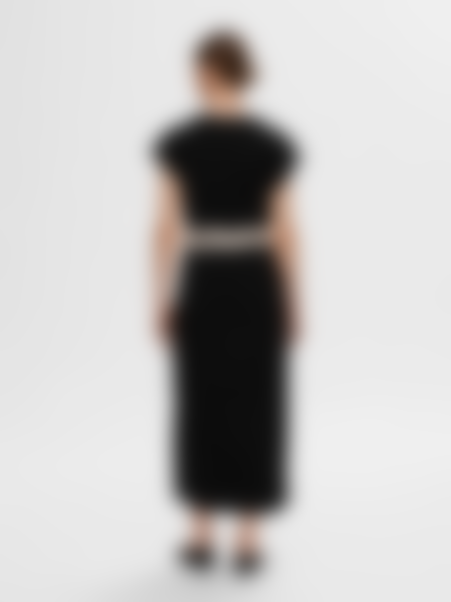 Selected Femme Essential V-Neck Black Ankle Dress