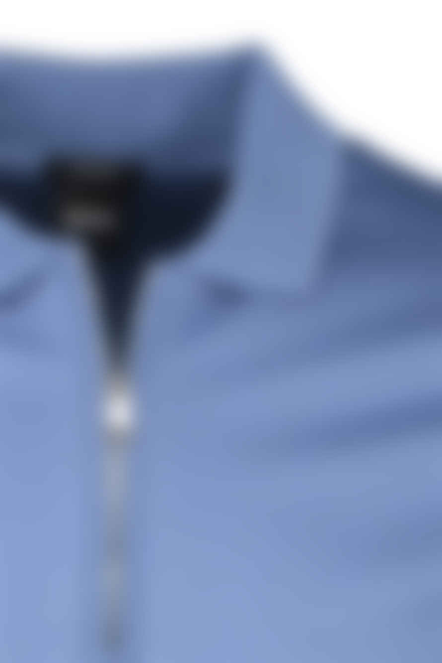 Hugo Boss Boss - Polston 11 Light Pastel Blue Mercerised Cotton Slim Fit Polo With Zip Neck 50513375 459