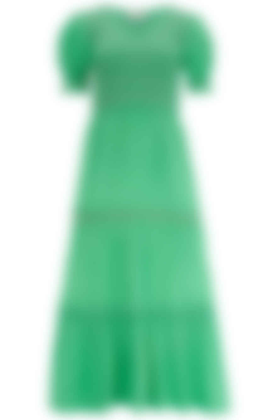 Sugarhill Brighton Harley Shirred Midi V-neck Dress | Green