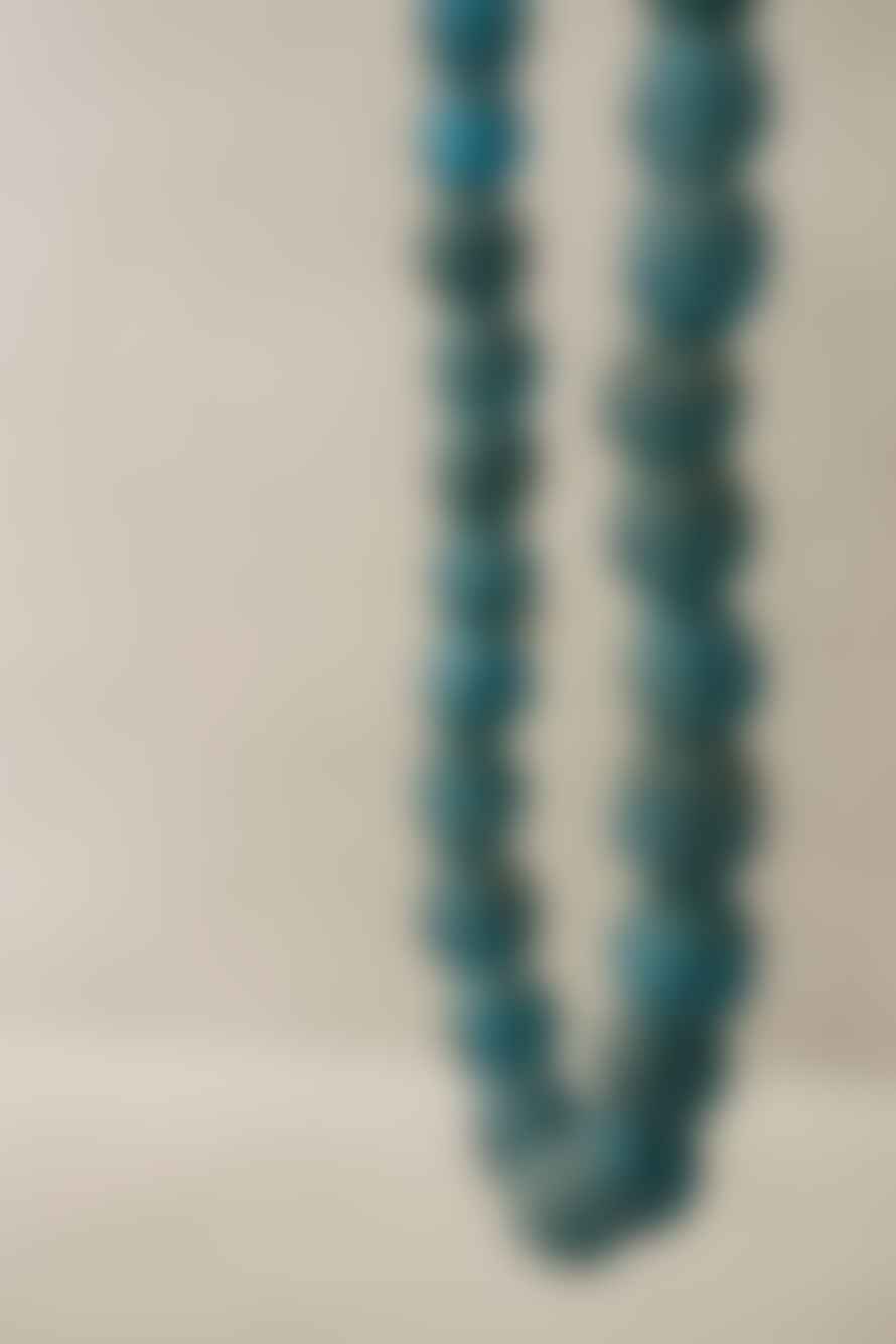 Botanical Boys Ghana Glass Beads Necklace, Blue - 83.1