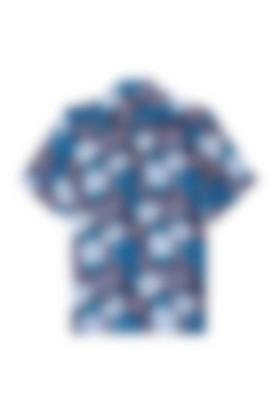 Vilebrequin Tropical Turtles Ramie Bowling Shirt Blue