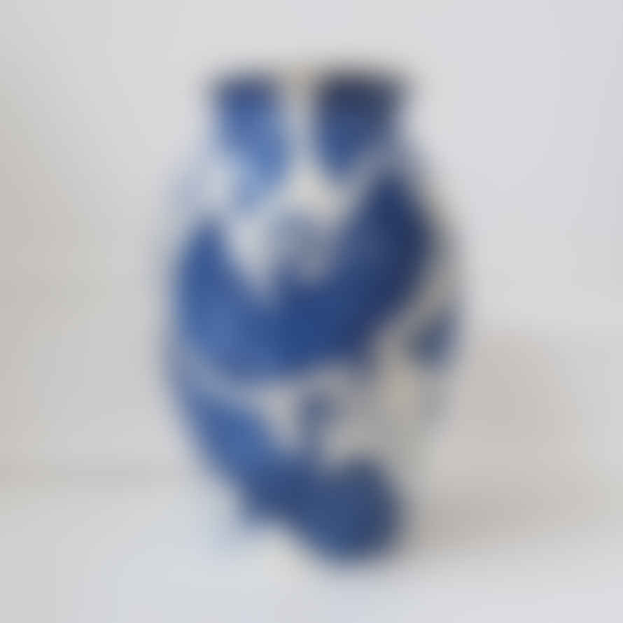 Rosanna Corfe Large Hand Painted Herons Vase - Deep Blue