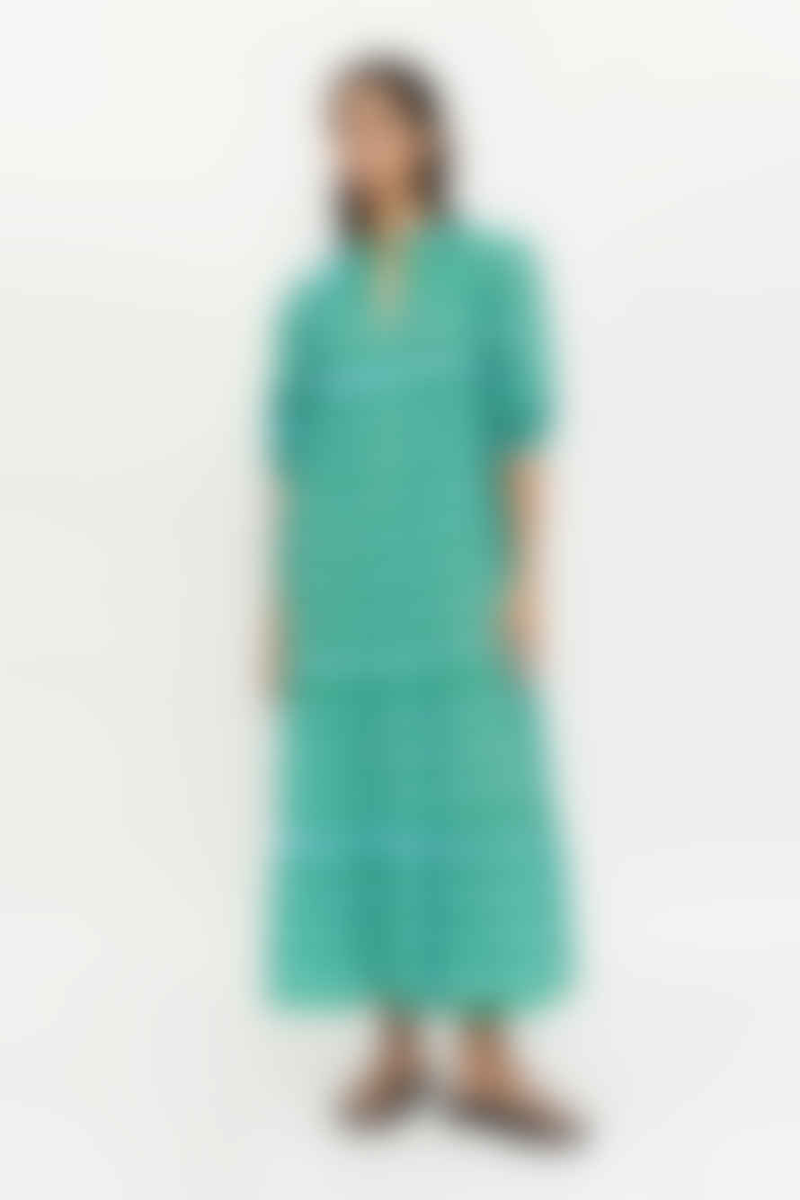 Compania Fantastica Long Kaftan Dress - Green And Blue Summer Vibes Print