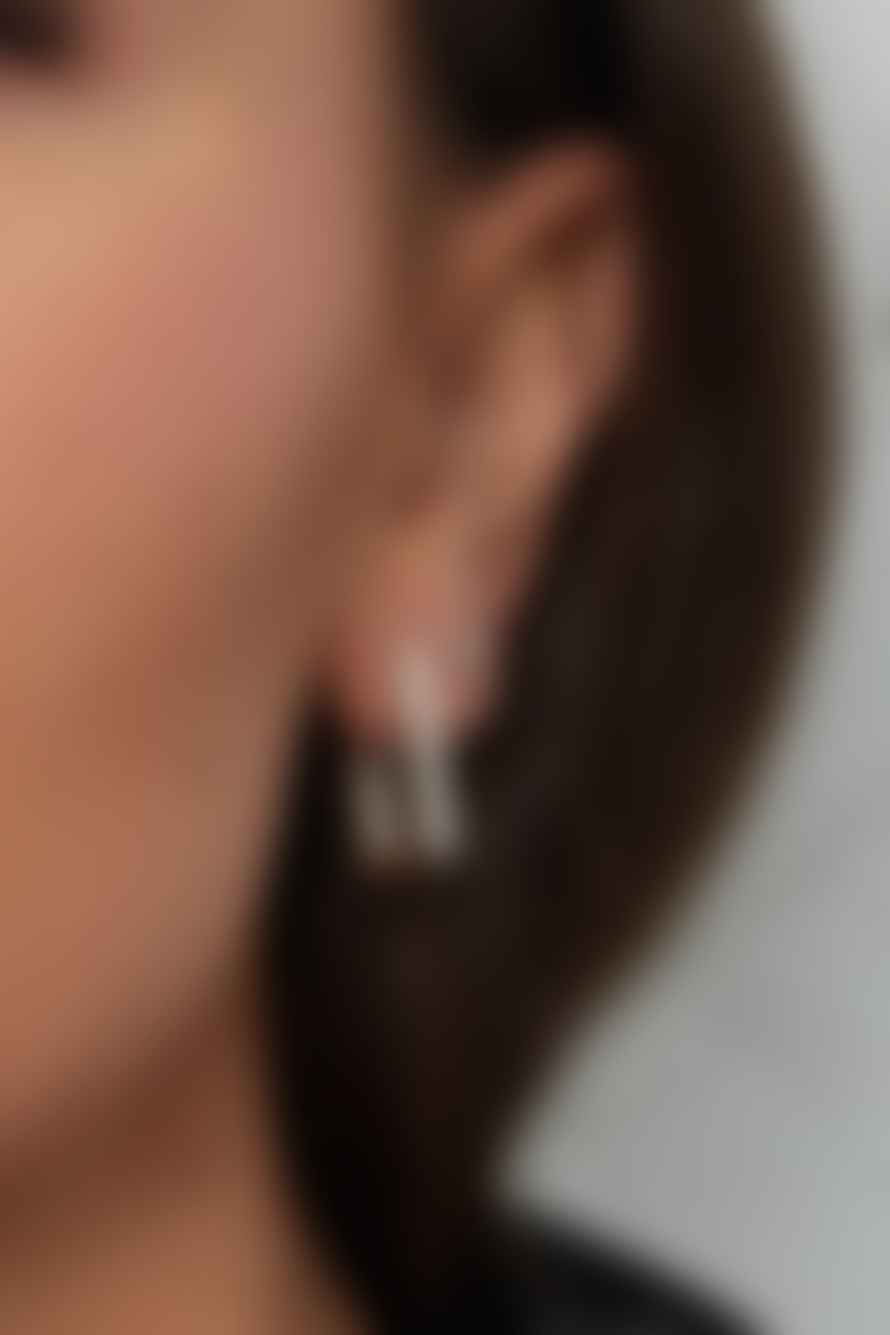 Les Cléias Acier Inoxydable Boucles D'oreilles Rectangles En Acier Inoxydable Argenté Recti - 3 Tailles Disponibles
