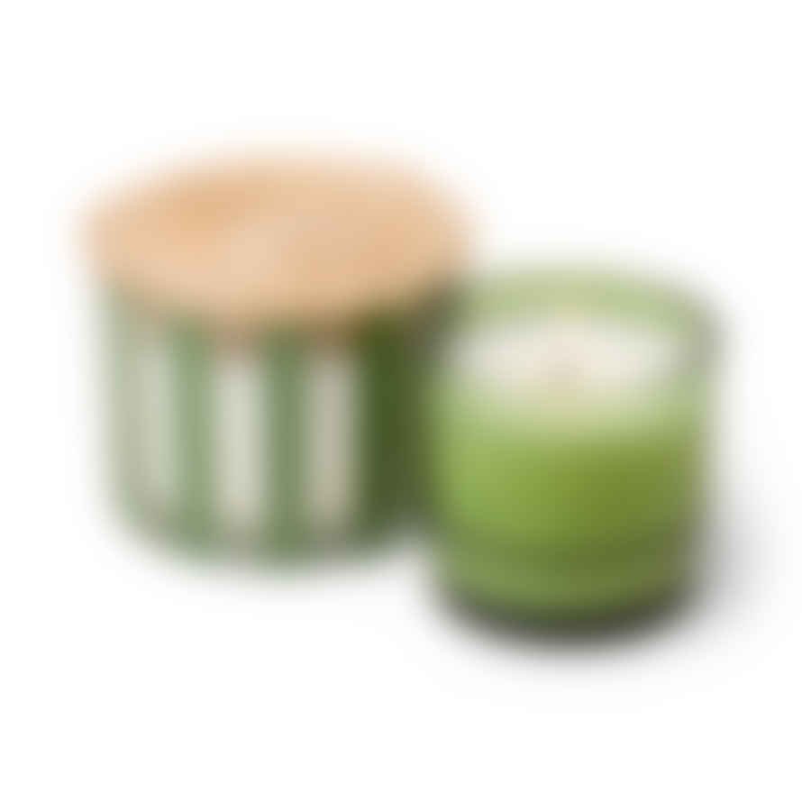 Paddywax UK Striped Glass Candle - Green - Misted Lime