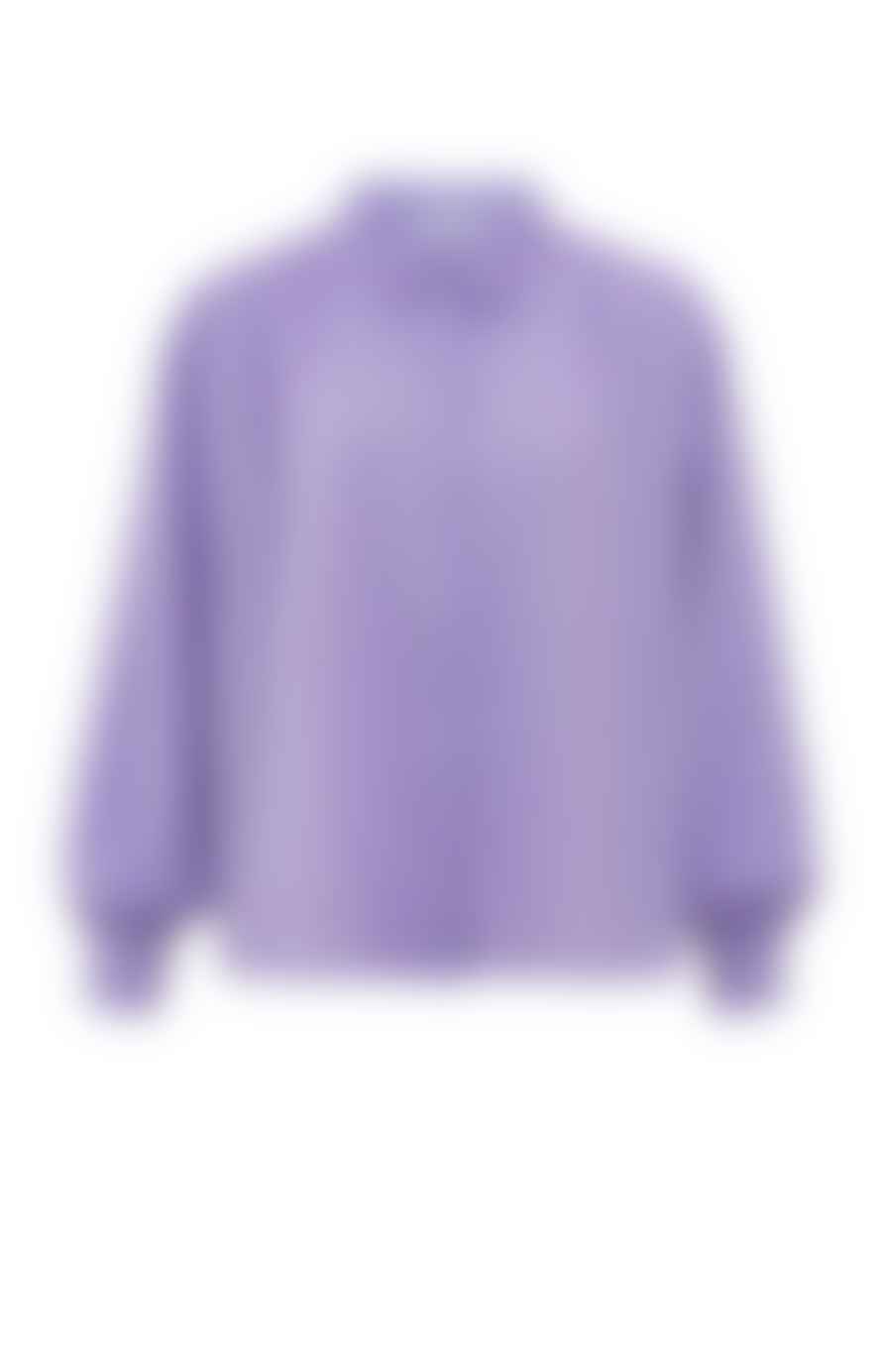 Yaya Oversized Blouse With Long Puff Sleeves Collar | Bougainvillea Purple