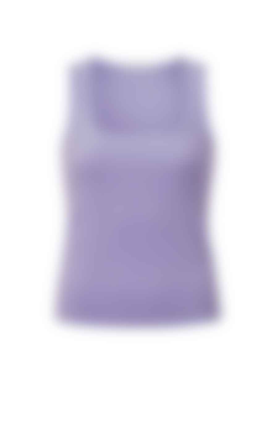 Yaya Rib Knitted Singlet In Organic Cotton | Lavender Purple