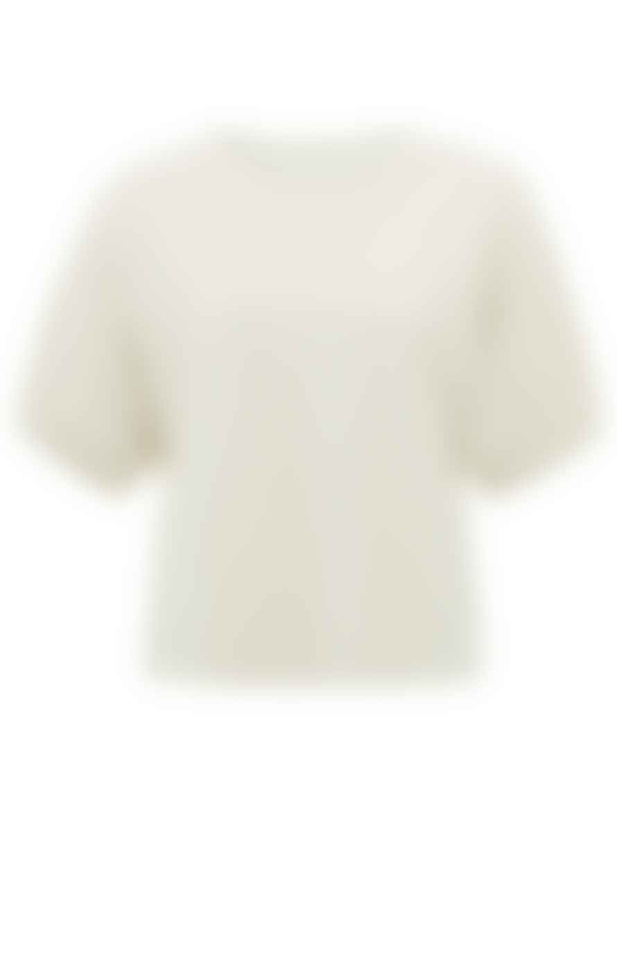 Yaya T Shirt With Round Neck And Puff Sleeves | Light Beige Melange