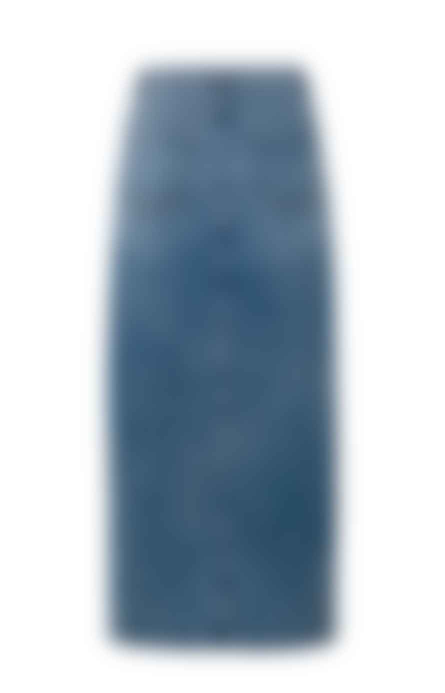Yaya Denim Maxi Skirt With Slit | Blue Denim