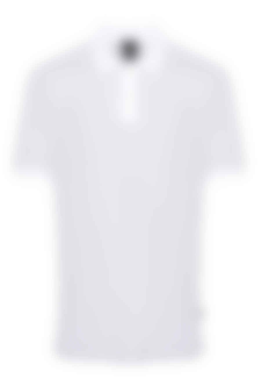 Hugo Boss Phillipson 37 Silver White Slim Fit Two Tone Polo Shirt 50513580 100