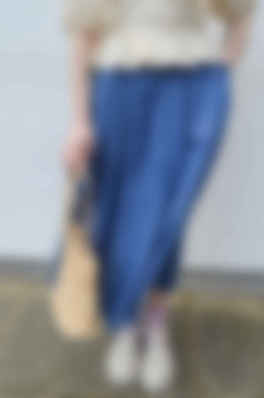 ICHI Krista Washed Blue Denim Skirt