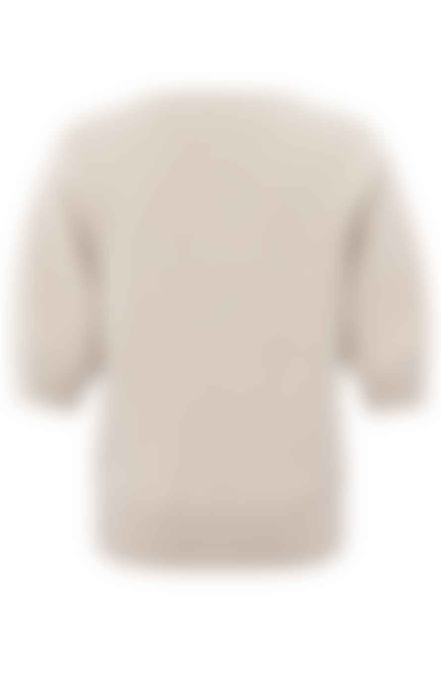 Yaya Soft Sweater With V Neck And Half Long Sleeves | Gray Morn Beige Melange