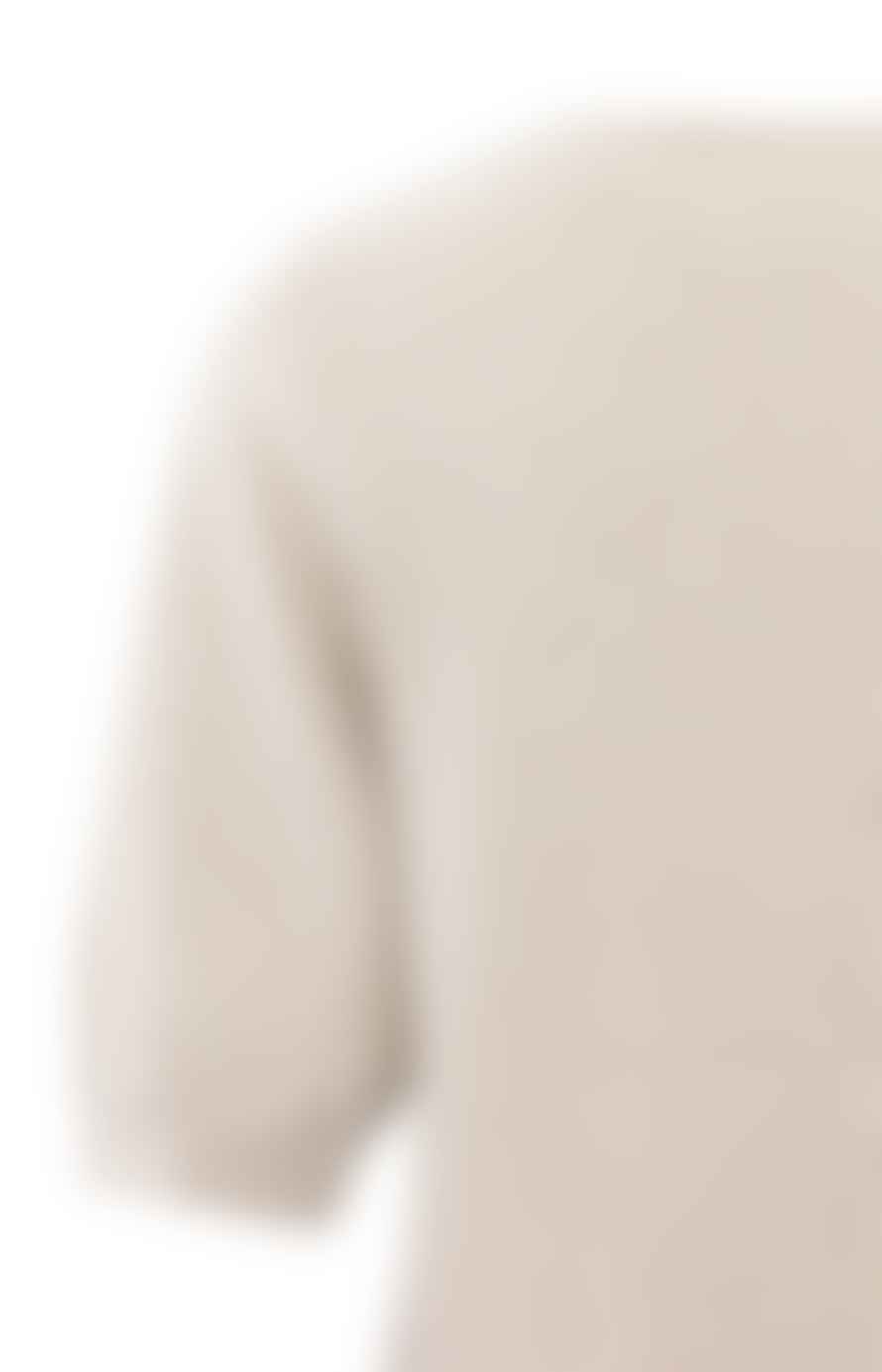 Yaya Soft Sweater With V Neck And Half Long Sleeves | Gray Morn Beige Melange