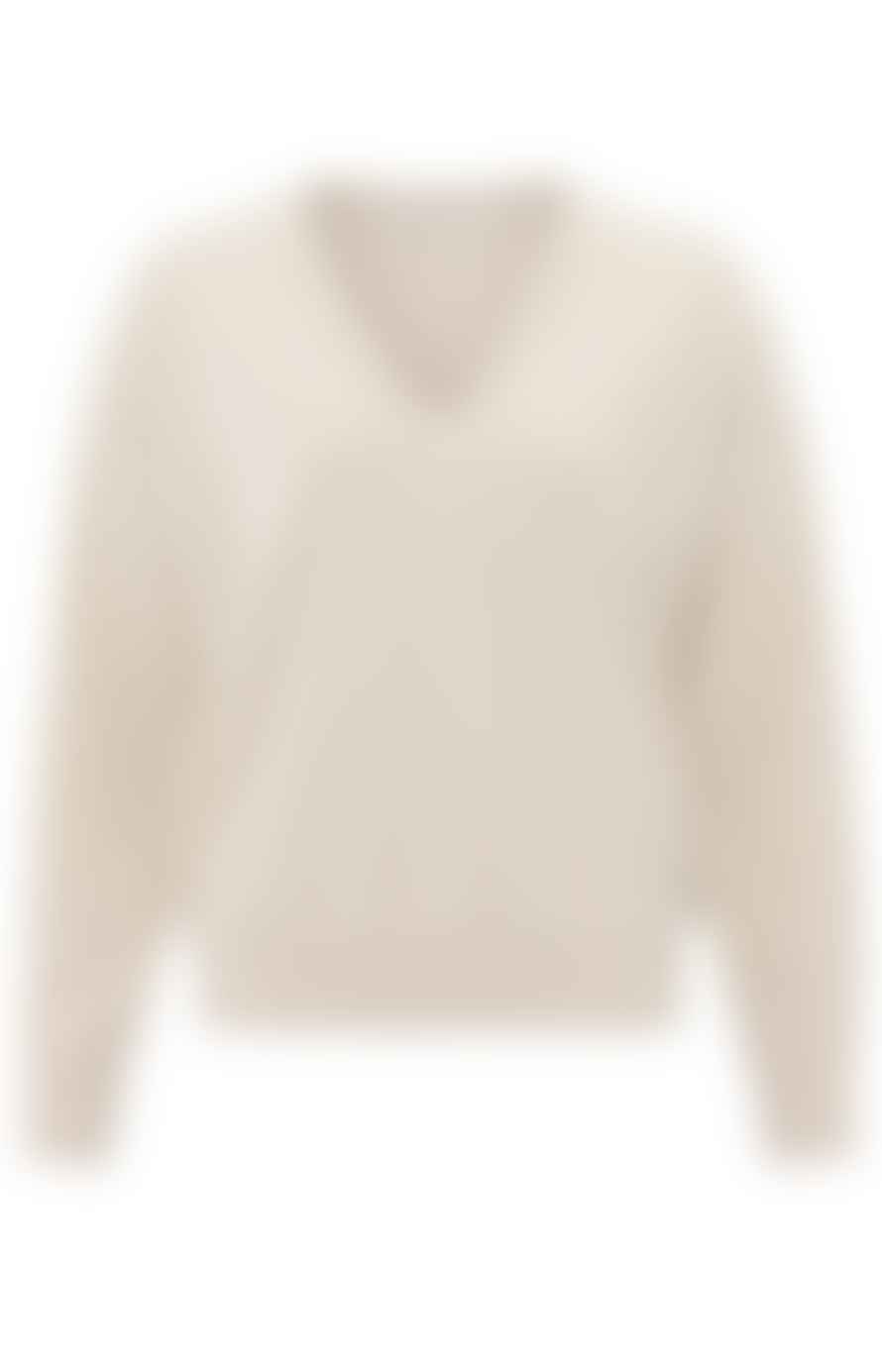 Yaya Sweater With V Neckline And Dropped Shoulders | Gray Morn Beige