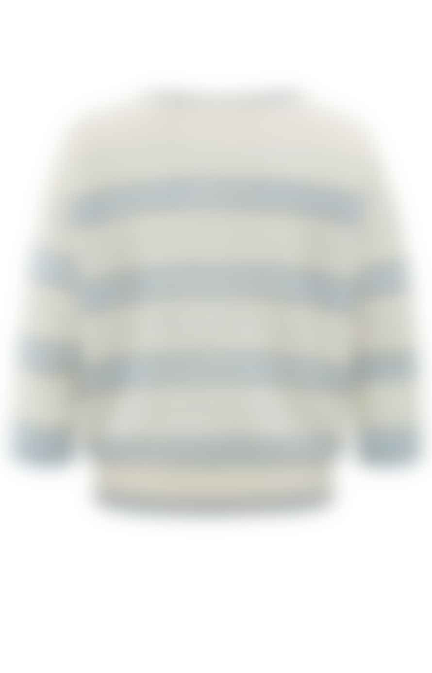 Yaya Striped Sweater With Boatneck And Rib Details | Beige Dessin