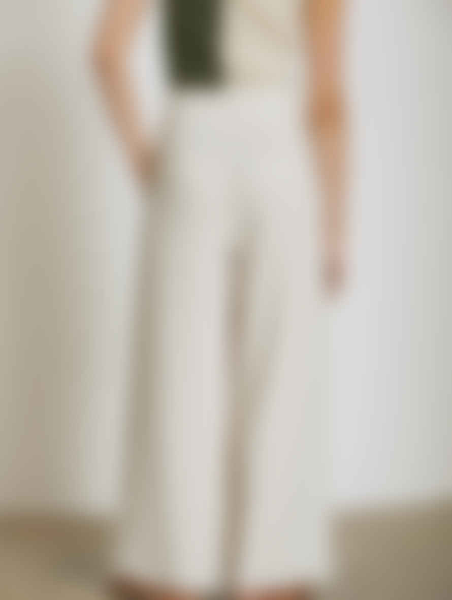 Skatie Brand Linen Palazzo Trousers In Flax