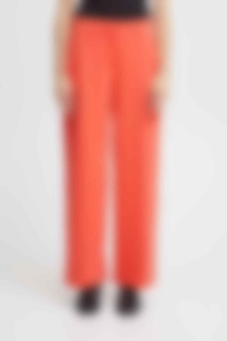 ICHI Kate Office Long Wide Pants In Hot Coral