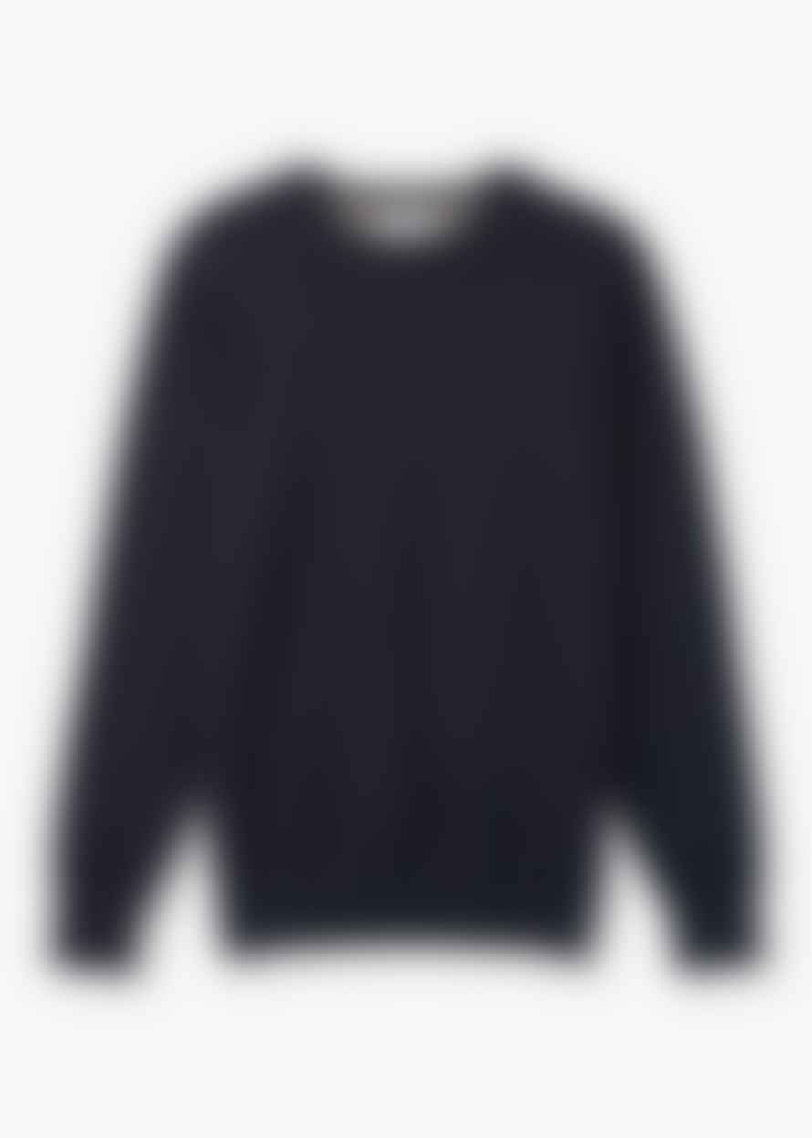 Aquascutum  Mens Active Check Sleeves Sweater In Navy