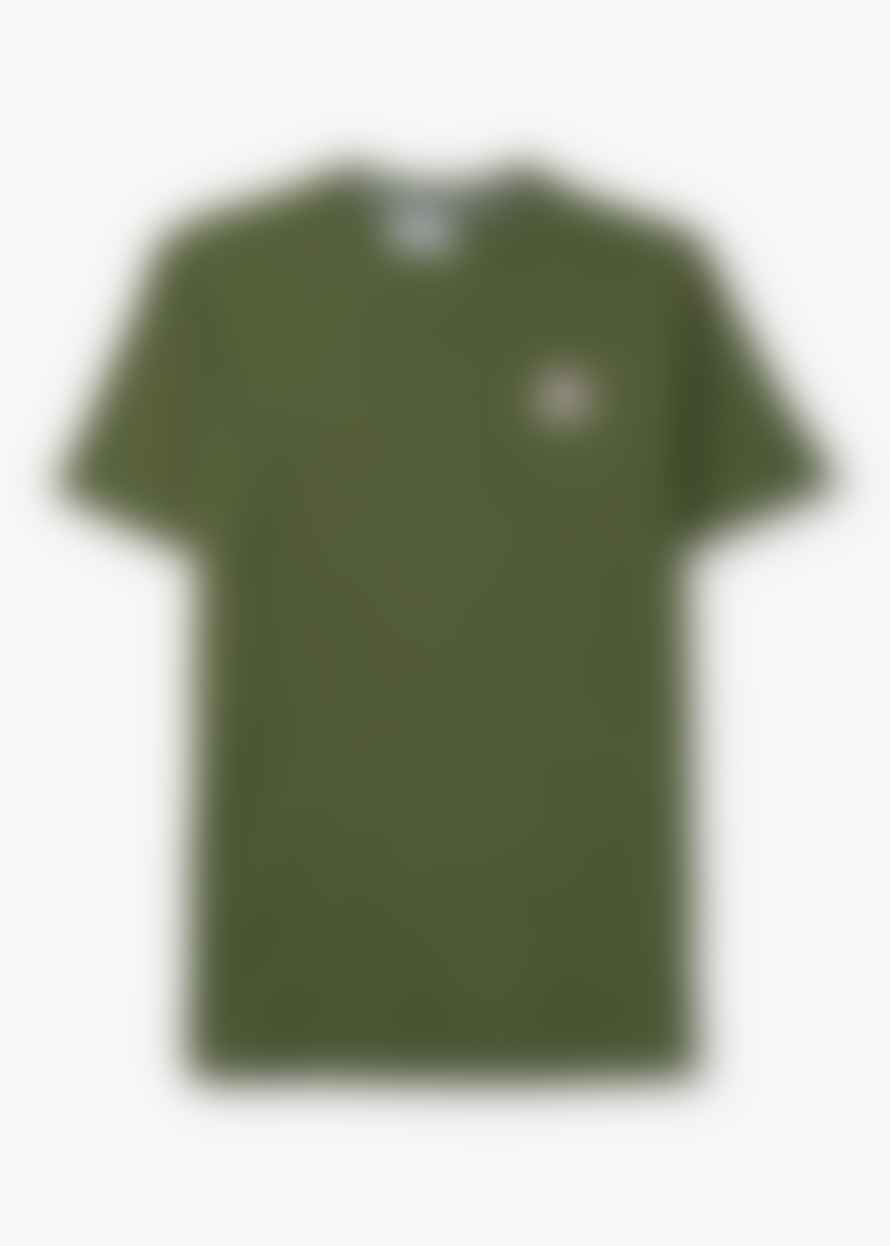 Aquascutum  Mens Active Club Check Patch T-Shirt In Army Green