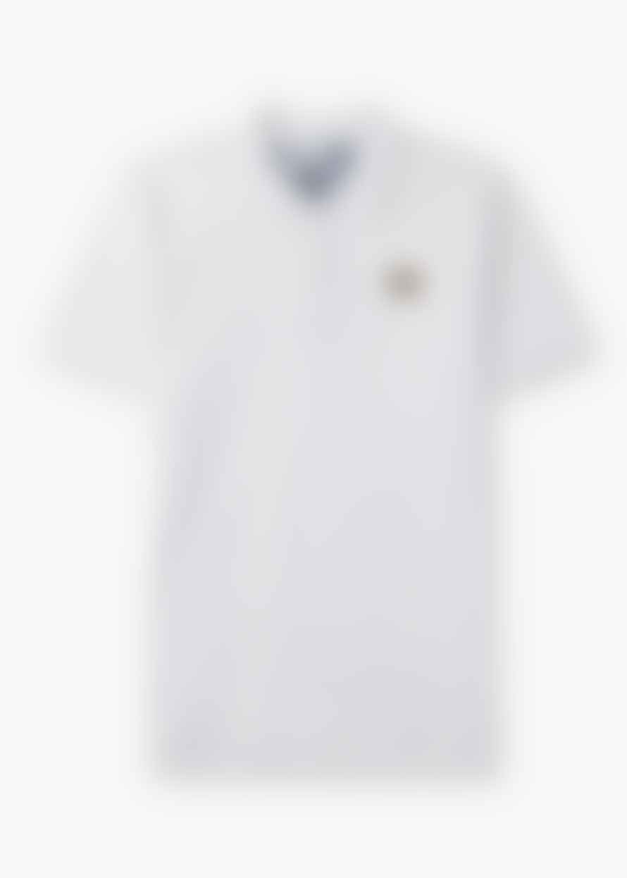 Aquascutum  Mens Active Check Patch Polo In Optical White