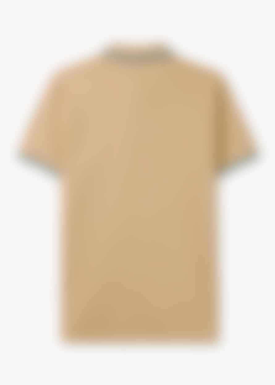 Sandbanks Mens Badge Logo Tipped Sleeve Polo Shirt In Beige