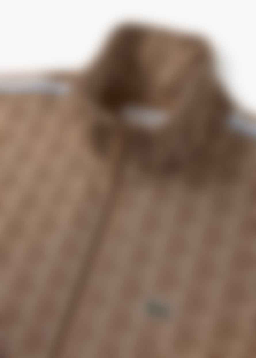 Lacoste Mens Monogram Zipped Sweatshirt In Brown