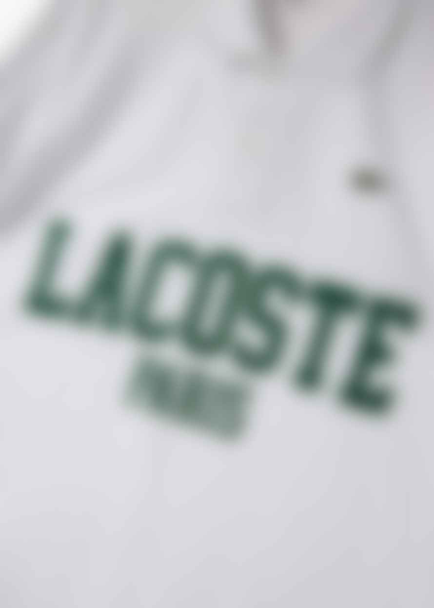 Lacoste Mens French Heritage Flocked Pique Polo Shirt In White