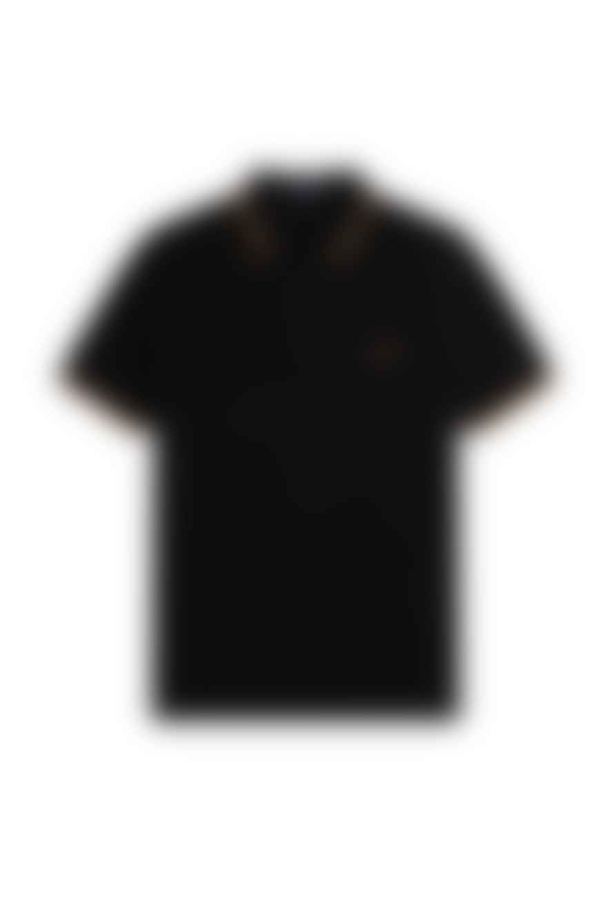 Fred Perry Slim Fit Twin Tipped Polo Black / Warm Stone / Shaded Stone