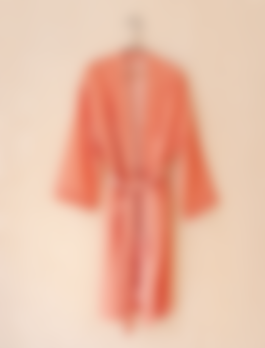 The Tartan Blanket Co. Cotton Robe In Apricot Checkerboard