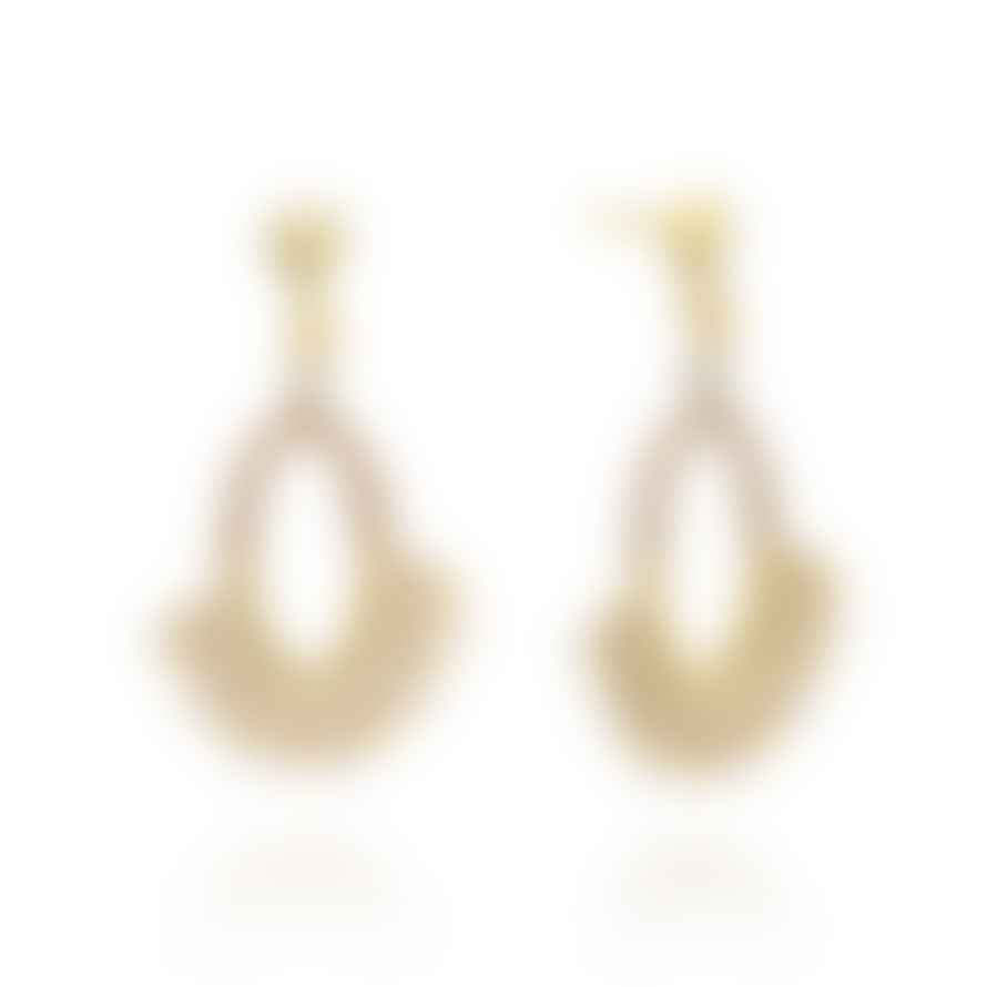 Azuni Kogi Oval Hoop Crochet Bead Earrings In Cream